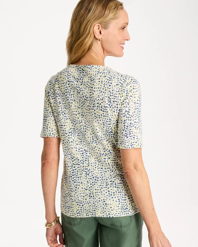 Printed Cotton Slub Elbow-Sleeve Tee - image 3